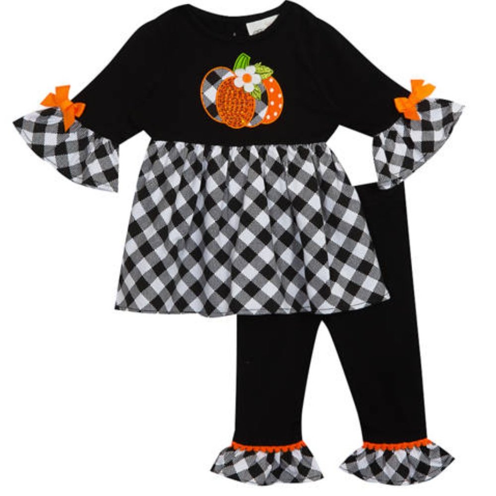 'RARE EDITIONS' TOP & PANTS SHIMMER PUMPKIN OUTFIT 2-PIECE SET